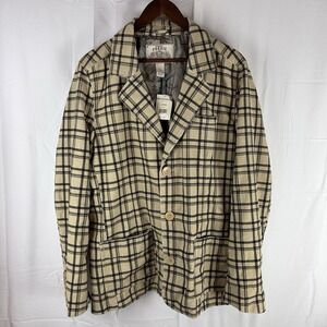 Fossil Men's Large Safari Blazer Plaid Corduroy Sports Jacket 3 Button
